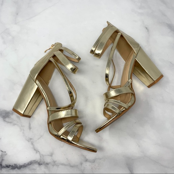 NEW Nicole Miller Metallic Strappy Sandal Heels 10 - Picture 5 of 10